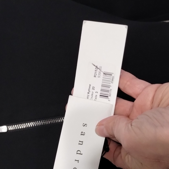 SANDRO H12 Rythme Black Dress Lamb Leather Trim Feel Sleeves Size 3 GORG… - Picture 9 of 13